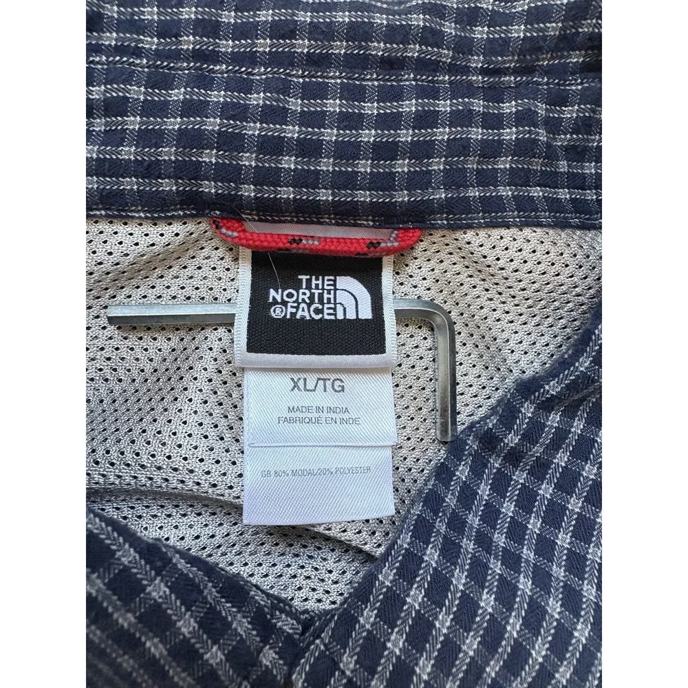North Face‎ Mens XL Blue Flannel Plaid Vented Long Sleeve Button Shirt Outdoor